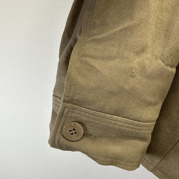 Talbots Womens Blazer Jacket Size 12 Safari Button Pockets Linen Blend Safari - Picture 2 of 14